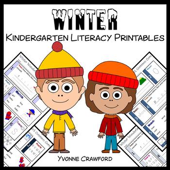 Preview of Winter No Prep Literacy Worksheets Kindergarten | Grammar Review | Morning Work