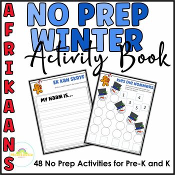 Preview of Winter No Prep Math and Literacy Activity Book | Afrikaans Version