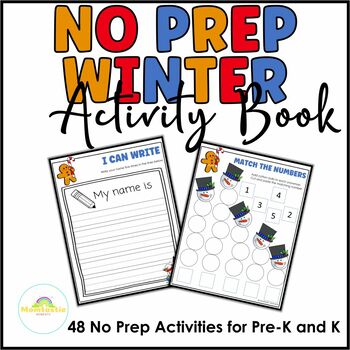 Preview of Winter No Prep Math and Literacy Activity Book Bundle - Color and Black & White