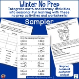 Winter No Prep Printables Sampler - Literacy and Math Fun!