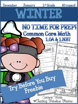 Preview of Winter No Time For Prep! First Grade Math *FREEBIE* 1.OA. & 1.NBT
