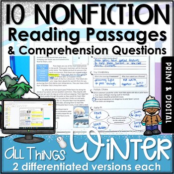 Preview of Winter Nonfiction Reading Comprehension Passages and Questions