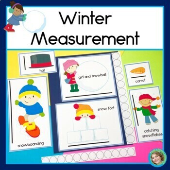 Preview of Standard and Non Standard Measurement 1st Grade Worksheets & Winter Math Center