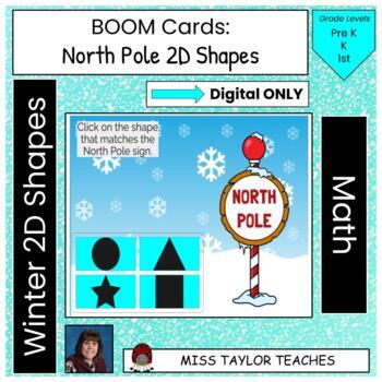 Preview of BOOM CARDS Winter North Pole 2D Shapes | Digital Learning | Math