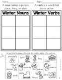 Winter Noun and Verb Sort (Parts of Speech Worksheets)