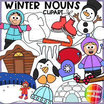 Preview of Winter Nouns Clipart | Grammar Winter Clipart | Winter Things Clipart