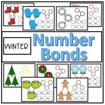 Preview of Winter Number Bond Math Mats, Addition, Composing & Decomposing Numbers