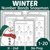 Winter Number Bonds 1-20 | Snowman Number Bonds Worksheets