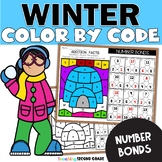 Winter Number Bonds Color by Number Worksheets - Busy Morn