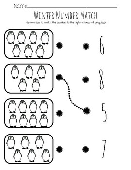 Winter Number Match Packet by Desire to Inspire by Mrs S | TPT