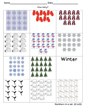 Preview of Winter Number Quantity 10-20