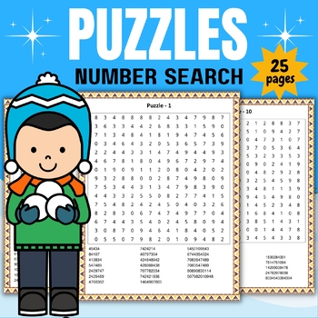Preview of Winter Number Search Puzzles with solution - Fun December january activities