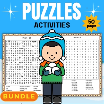 Preview of Winter Number Search | Word Search Puzzles with solution - December activities