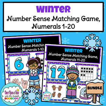 Preview of Winter Number Sense Matching Game, Numerals 1-20 | Winter Math Center