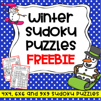 Preview of FREE Winter Logic Puzzles Math Activities: No Prep Sudoku Puzzle Math Worksheets