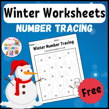 Winter Number Tracing /Printable Winter Worksheets by New Designs for ...