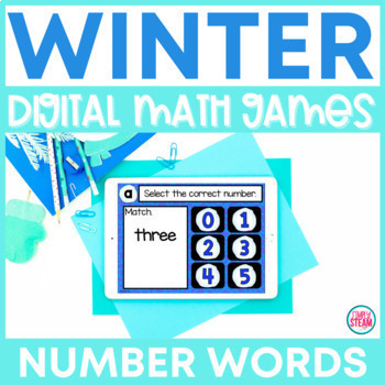 Preview of Winter Number Words Digital Math Games