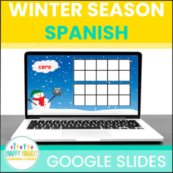 Preview of Winter Number Words Practice for Numbers 0-20 in SPANISH on Google Slides