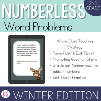 Preview of Winter Numberless Word Problems for 2nd Grade Word Problems With 2 Steps