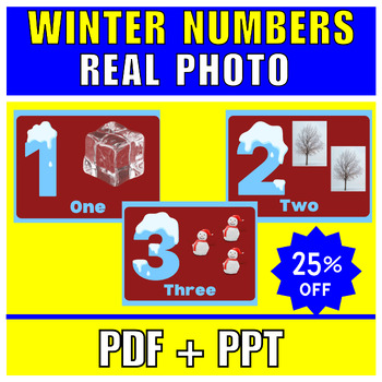 Preview of Winter Numbers Flashcards 1 to 10 with Real Photo - Print & Digital - PDF + PPT