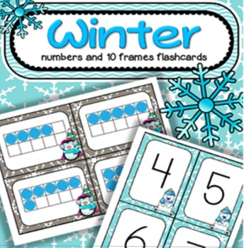 Preview of Winter Numbers and 10-frames Flashcards 0-20 Centers and Games