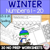 Winter Numbers Worksheets | Trace, Write, Count | Numbers 1-20