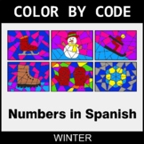 Winter: Numbers in Spanish - Coloring Worksheets | Color by Code