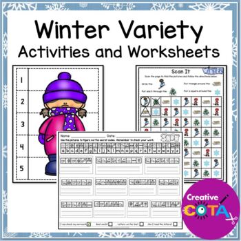 Preview of Winter Fine Motor Worksheets & Activities for Kindergarten or 1st Grade