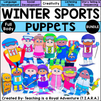 Preview of Winter Sports Craft | Puppet Templates & Writing Activities Bundle