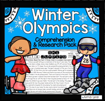 Preview of Winter Olympics Reading Comprehension Passages and Research Packet