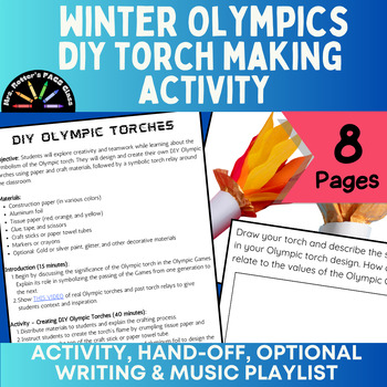 Preview of Winter Olympics - DIY Olympic Torch Activity- Full Lesson + music playlists