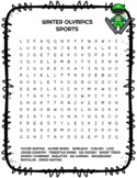 Winter Olympics Early Finishers Word Search