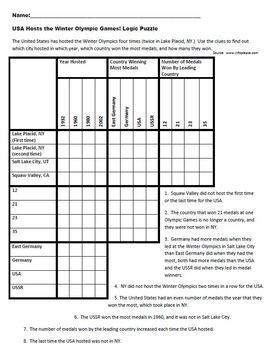 winter olympics 2018 eight logic puzzles and brain teasers for middle