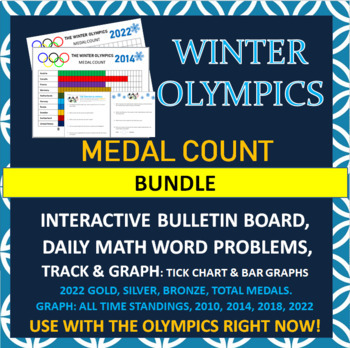 Preview of Winter Olympics Math Bundle: Graph, Interactive Bulletin Board & Daily Math