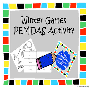 Preview of Winter Sports Order of Operations (PEMDAS) Coloring Page Activity