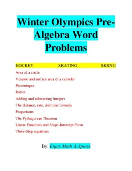 Preview of Winter Olympics Pre-Algebra Word Problems