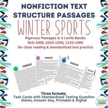 Preview of Winter Olympics Reading Passages - Digital / Printable Task Cards