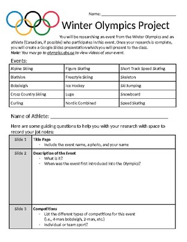 Preview of Winter Olympics Research Project