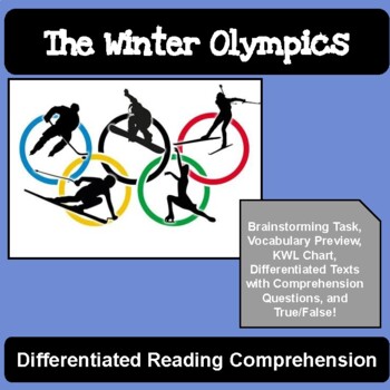 Preview of Winter Olympics Text and Easy Reading Comprehension with Visual Support