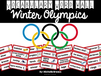 Preview of Winter Olympics Vocabulary Word Wall With Make & Take Book (autism, SPED, SLP)