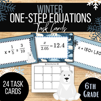 Preview of Winter One-Step Equations Task Cards