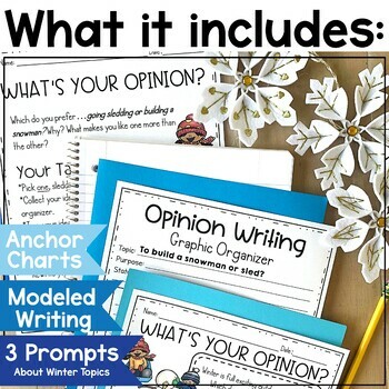 Winter Opinion Writing Prompts with Digital by Think Grow Giggle