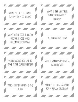 Winter Opinion Writing Packet with Writing Prompt Cards and Handwriting ...