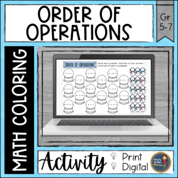 Preview of Winter Order of Operations with Exponents Activity -  Math Color Page
