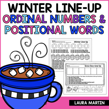 Preview of Winter Ordinal Numbers Worksheets - Positional Words Activities - FREEBIE