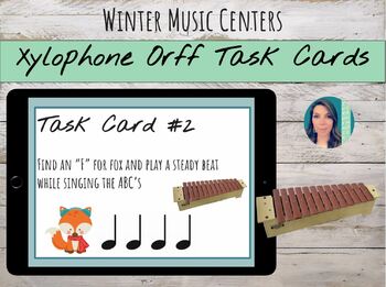 Preview of Winter Orff Xylophone Music Center Printable & Digital Task Cards