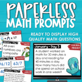Winter PAPERLESS Math Prompts Morning Work Spiral Review J