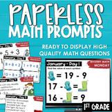 Winter PAPERLESS Math Prompts Spiral Review January 1st Grade