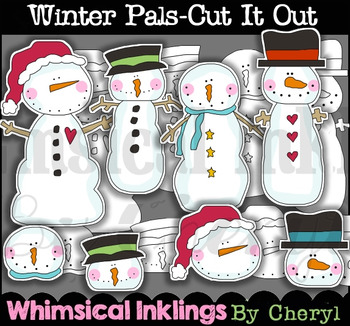 Winter Pals Cut It Out Clipart Collection by Whimsical Inklings | TPT