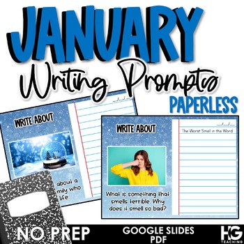 Preview of Winter Paperless Writing Prompts with Photographs | Morning Work | Activities